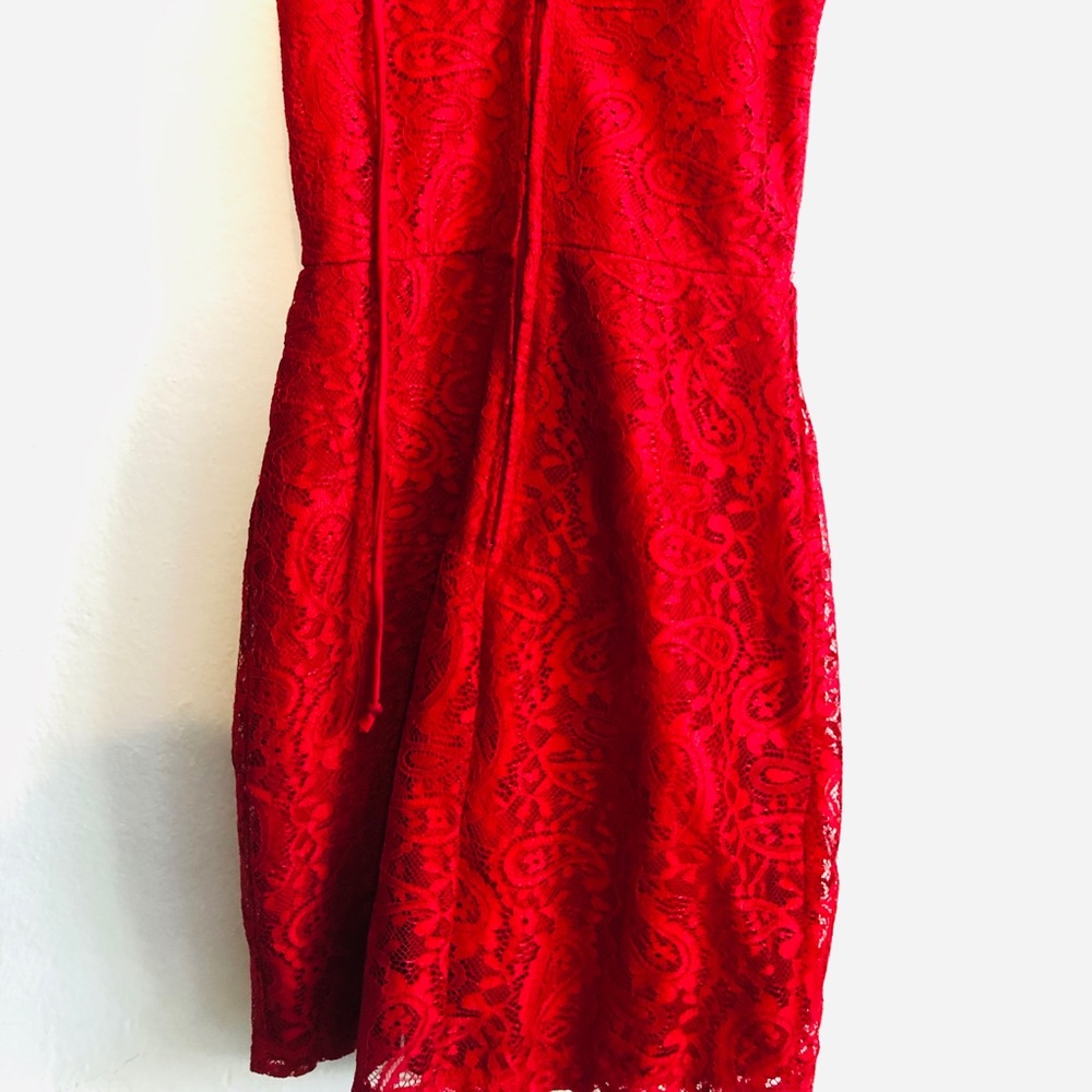 Charlotte Russe Lace Bodycon Red Dress - Picture 2 of 5